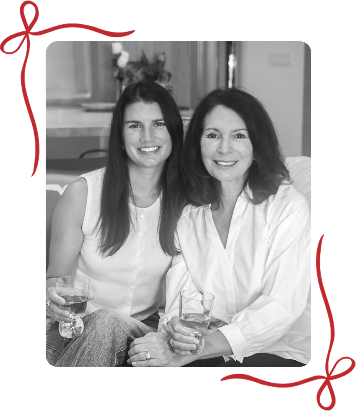 Woman holding a wooden vase with flowers